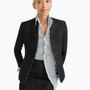 J.Crew Going Out Tinsel Tweed Black Blazer